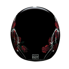 D6-BRO DOT Approved Daytona Motorcycle Half Face Helmet - Skull Cap Graphics for Men & Women, Scooters, ATVs, UTVs & Choppers - W/ Barbed Roses