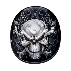D6-CB DOT Approved Daytona Motorcycle Half Face Helmet - Skull Cap Graphics for Men & Women, Scooters, ATVs, UTVs & Choppers - W/ Cross Bones