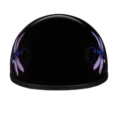 D6-DF DOT Approved Daytona Motorcycle Half Face Helmet - Skull Cap Graphics for Men & Women, Scooters, ATVs, UTVs & Choppers - W/ Dragonfly