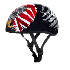 D6-FR2 DOT Approved Daytona Motorcycle Half Face Helmet - Skull Cap Graphics for Men & Women, Scooters, ATVs, UTVs & Choppers - W/ Freedom 2.0