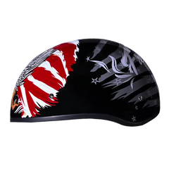D6-FR2 DOT Approved Daytona Motorcycle Half Face Helmet - Skull Cap Graphics for Men & Women, Scooters, ATVs, UTVs & Choppers - W/ Freedom 2.0