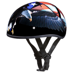 D6-FR DOT Approved Daytona Motorcycle Half Face Helmet - Skull Cap Graphics for Men & Women, Scooters, ATVs, UTVs & Choppers - W/ Freedom