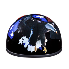 D6-FR DOT Approved Daytona Motorcycle Half Face Helmet - Skull Cap Graphics for Men & Women, Scooters, ATVs, UTVs & Choppers - W/ Freedom