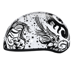 DOT Approved Daytona Motorcycle Half Face Helmet - Skull Cap Graphics for Men & Women, Scooters, ATVs, UTVs & Choppers - W/ Lovesee