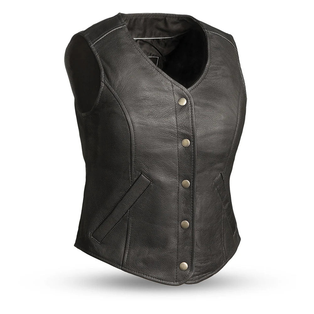FIL565RCSL-Derringer Women's Motorcycle Leather Vest