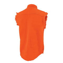 Milwaukee Leather DM1003 Men's Orange Lightweight Sleeveless Denim Shirt