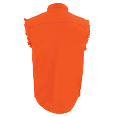 Milwaukee Leather DM1003 Men's Orange Lightweight Sleeveless Denim Shirt