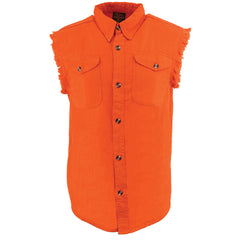 Milwaukee Leather DM1003 Men's Orange Lightweight Sleeveless Denim Shirt