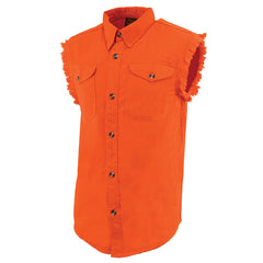 Milwaukee Leather DM1003 Men's Orange Lightweight Sleeveless Denim Shirt