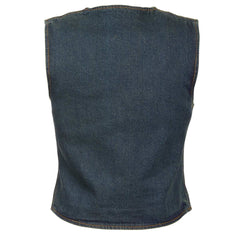 Milwaukee Leather DM1246 Women's Blue Denim Vest with V-Neck Collar