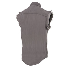 Milwaukee Leather DM4004 Men's Gray Lightweight Sleeveless Denim Shirt