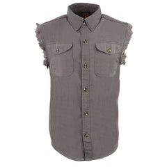 Milwaukee Leather DM4004 Men's Gray Lightweight Sleeveless Denim Shirt
