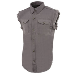 Milwaukee Leather DM4004 Men's Gray Lightweight Sleeveless Denim Shirt
