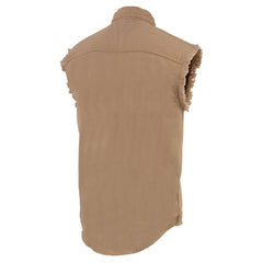 Milwaukee Leather DM4005 Men's Beige Lightweight Sleeveless Denim Shirt