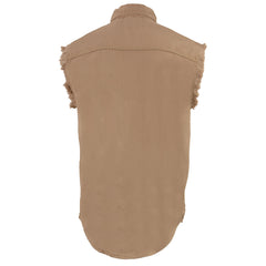 Milwaukee Leather DM4005 Men's Beige Lightweight Sleeveless Denim Shirt