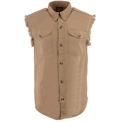 Milwaukee Leather DM4005 Men's Beige Lightweight Sleeveless Denim Shirt