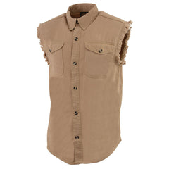 Milwaukee Leather DM4005 Men's Beige Lightweight Sleeveless Denim Shirt