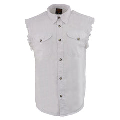 Milwaukee Leather DM4006 Men's White Lightweight Sleeveless Denim Shirt