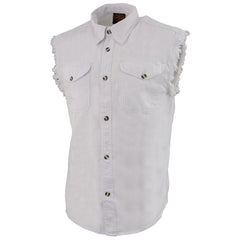 Milwaukee Leather DM4006 Men's White Lightweight Sleeveless Denim Shirt