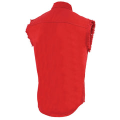 Milwaukee Leather DM4007 Men's Red Lightweight Sleeveless Denim Shirt