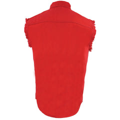 Milwaukee Leather DM4007 Men's Red Lightweight Sleeveless Denim Shirt