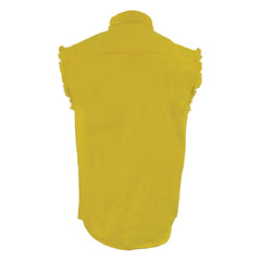 Milwaukee Leather DM4008 Men's Yellow Lightweight Sleeveless Denim Shirt