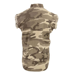 Milwaukee Leather DM4009 Men's Sand Camo Lightweight Sleeveless Denim Shirt