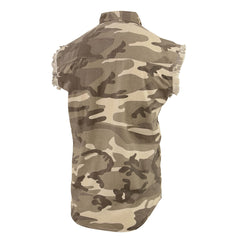 Milwaukee Leather DM4009 Men's Sand Camo Lightweight Sleeveless Denim Shirt