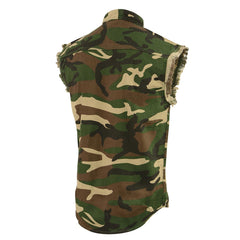 Milwaukee Leather DM4010 Men's Jungle Camo Sleeveless Denim Shirt