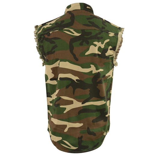 Milwaukee Leather DM4010 Men's Jungle Camo Sleeveless Denim Shirt