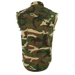 Milwaukee Leather DM4010 Men's Jungle Camo Sleeveless Denim Shirt