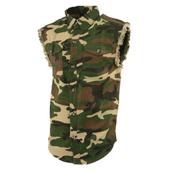 Milwaukee Leather DM4010 Men's Jungle Camo Sleeveless Denim Shirt