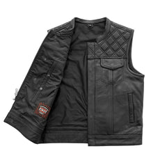 FIM693-QLT-Downside Men's Motorcycle Leather Vest