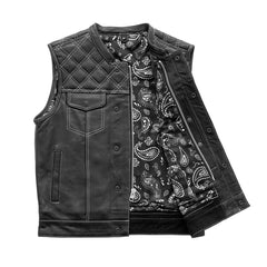 FIM693-QLT-Downside Men's Motorcycle Leather Vest