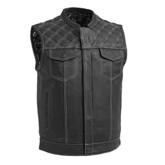 FIM693-QLT-Downside Men's Motorcycle Leather Vest