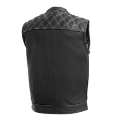 FIM693-QLT-Downside Men's Motorcycle Leather Vest