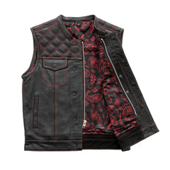 FIM693-QLT-Downside Men's Motorcycle Leather Vest