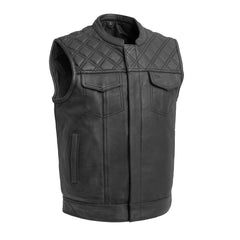 FIM693-QLT-Downside Men's Motorcycle Leather Vest