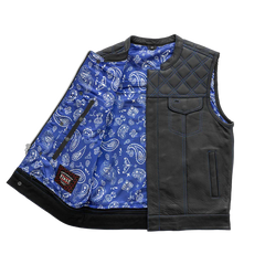 FIM693-QLT-Downside Men's Motorcycle Leather Vest