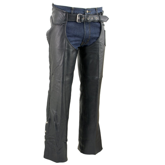 Event Leather EL1117BBO Men's Black Classic 'Braided' Leather Chaps