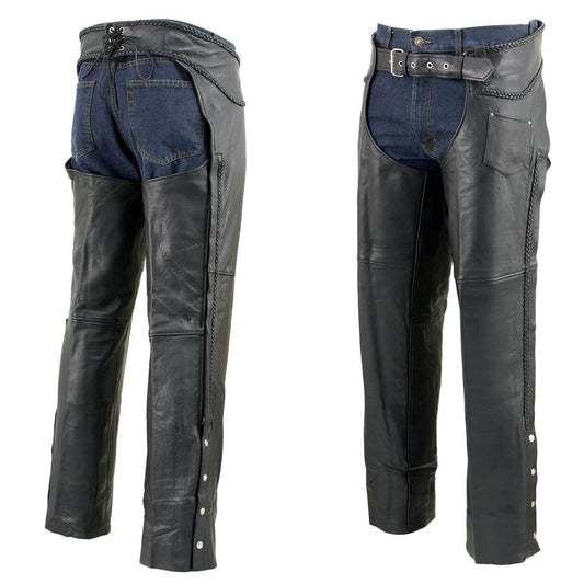 Event Leather EL1117BBO Men's Black Classic 'Braided' Leather Chaps