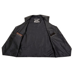 Event Leather EL1310GO Men's Classic Western Style Snap Button Black Motorcycle Riders Leather Vest