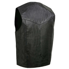 Event Leather EL1310GO Men's Classic Western Style Snap Button Black Motorcycle Riders Leather Vest