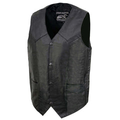 Event Leather EL1310GO Men's Classic Western Style Snap Button Black Motorcycle Riders Leather Vest