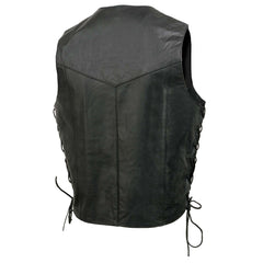 Event Leather EL1315 Men's Club Style Black Leather Motorcycle Riders Vest w/ Side Lace - Riding Club