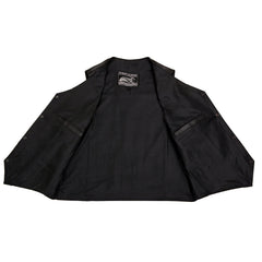 Event Leather EL5310 Men's Classic Black Leather Vest with Snap Button Closure