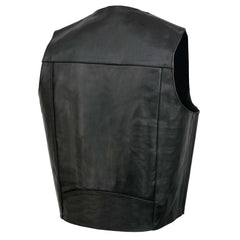Event Leather EL5310 Men's Classic Black Leather Vest with Snap Button Closure