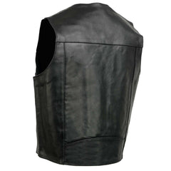 Event Leather EL5310 Men's Classic Black Leather Vest with Snap Button Closure