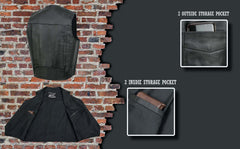 Event Leather EL5310 Men's Classic Black Leather Vest with Snap Button Closure