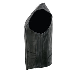 Event Leather EL5310 Men's Classic Black Leather Vest with Snap Button Closure